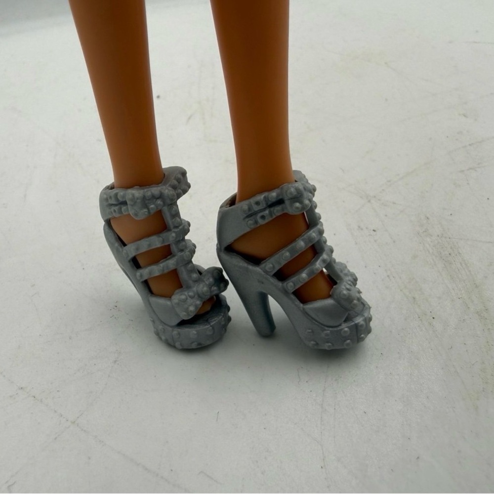 BARBIE fashion DOLL SHOES Lavender silver STRAPPY STUD bows High HEELS Peep Toe